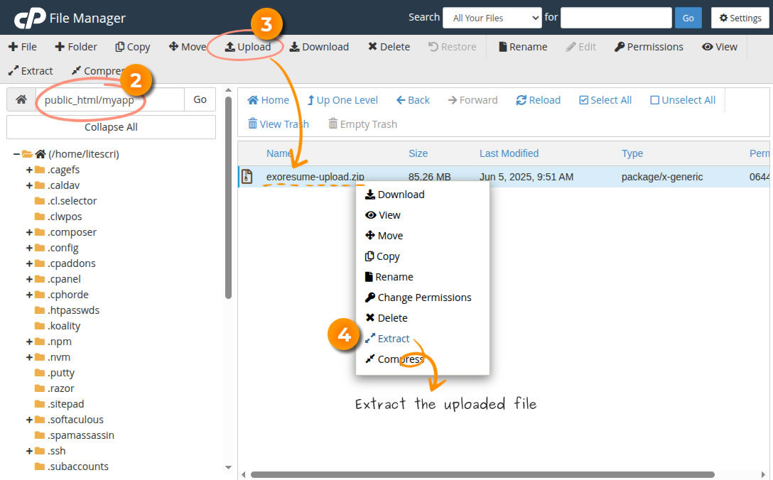 Upload and Extract