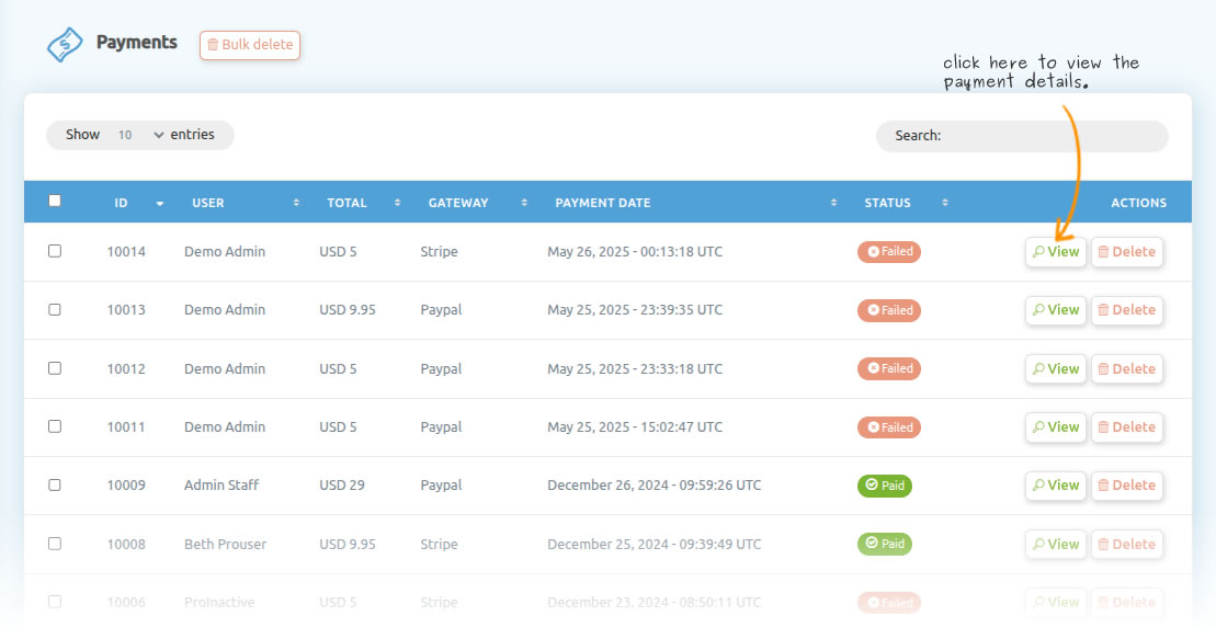 Payments List